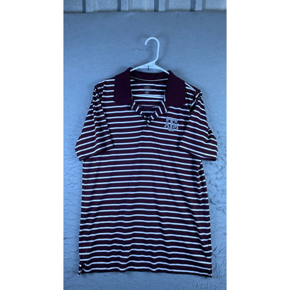 Rivalry Threads Polo Shirt Mens M Maroon Excellent Texas A&M Aggies Striped